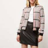 Thumbnail for your product : River Island Womens Pink classic checked bomber jacket