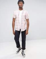 Thumbnail for your product : ASOS Design Oversized Check Shirt With Grandad Collar In Pink