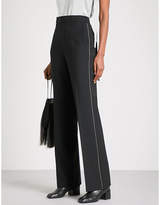 Helmut Lang Zip-detailed wide high-rise stretch-wool trousers