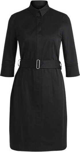 HUGO BOSS Belted shirt dress in stretch cotton ShopStyle