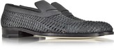 Thumbnail for your product : a. testoni Black Woven Leather Slip-on Shoe