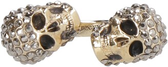 Alexander McQueen Double Skull Logo Engraved Ring