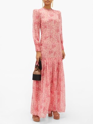 Adriana Degreas Hydrangea-print Silk-muslin Dress - Pink Print