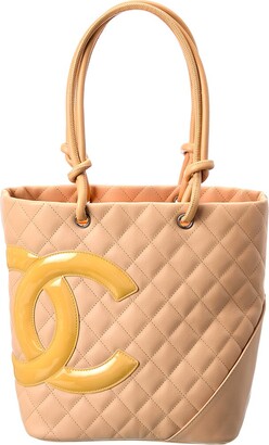 What Goes Around Comes Around Chanel Beige Calf Cambon Small Tote