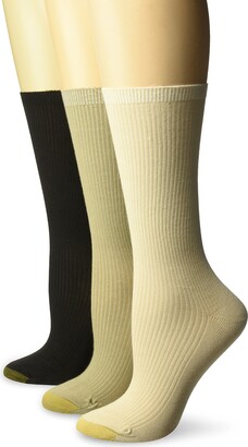 Gold Toe Women's Non-Binding Ribbed Crew Socks 3-Pairs