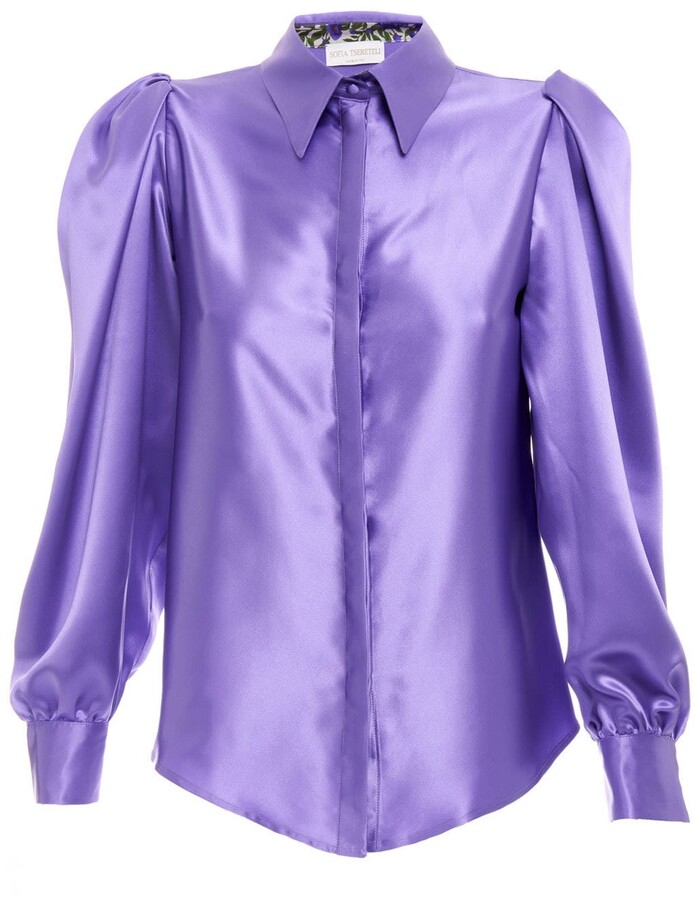 Sofia Tsereteli - Purple Silk Blouse - ShopStyle Long Sleeve Tops