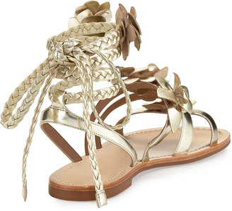 Tory Burch Blossom Leather Gladiator Sandal, Gold