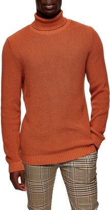 orange turtleneck for men