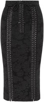 Thumbnail for your product : Dolce & Gabbana Lace-up Satin-trimmed Lace Pencil Skirt