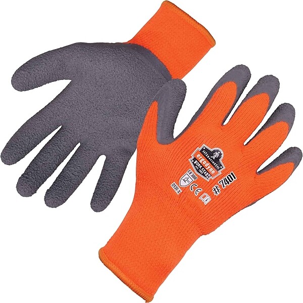 Ergodyne ProFlex 7401 Winter Work Gloves, Fleece Lined, Latex Coated Palm, 13 Gauge, A5 Cut Level, Orange, XL, 12/Pack
