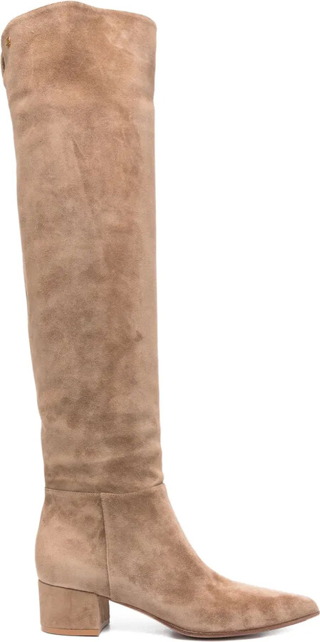 Gianvito Rossi 40mm Leather Pointed-Toe Knee-High Boots