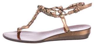 Lanvin Metallic T-Strap Sandals