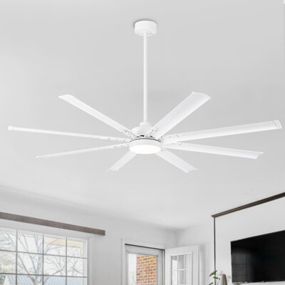 Ikera 72'' Large Windmill Ceiling Fans with Lights and Remote, Quiet Reversible DC Motor, 8 Aluminum Blades, Timer, for Indoor/Covered Outdoor Use