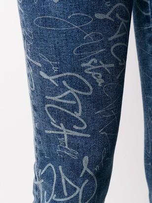 Just Cavalli High Rise Graffiti Print Jeans