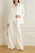 Thumbnail for your product : Magda Butrym Silk-trimmed Wool-twill Wide-leg Pants - Cream