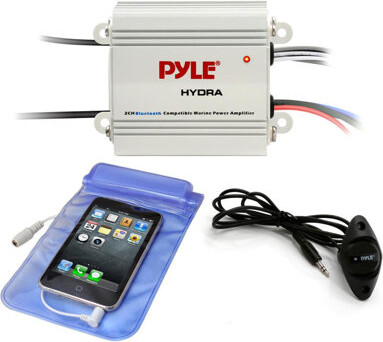 Pyle Auto 2-Channel Bridgeable Marine Amplifier - 200 Watt RMS 4 OHM Full Range Stereo W/ Wireless Bluetooth & Powerful Prime Speaker - High Crossover