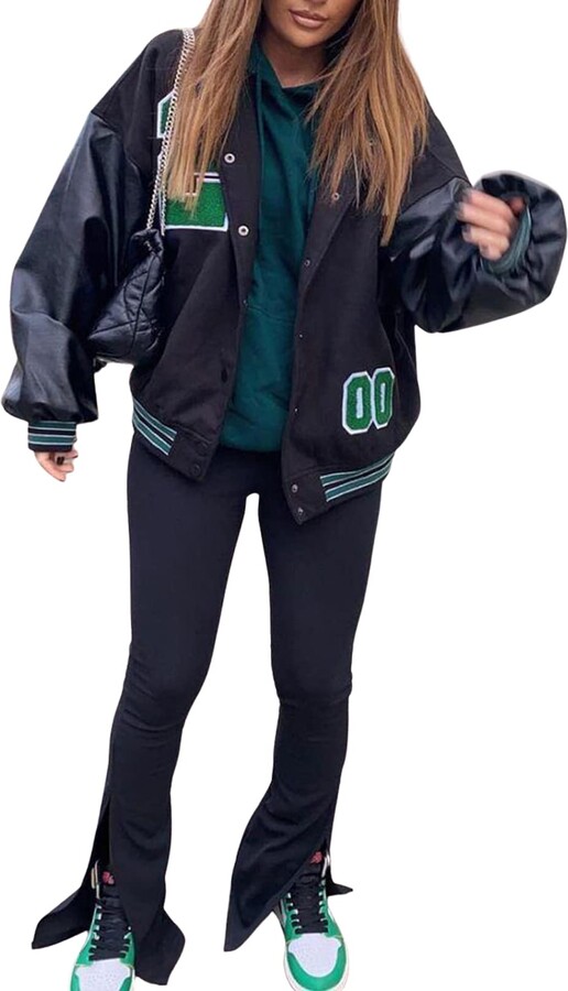 Winvacco Women Varsity College Jacket Baseball Bomber Jacket Y2k
