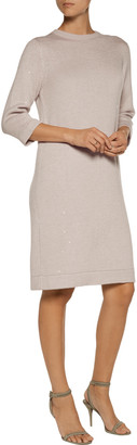 Brunello Cucinelli Sequin-embellished cashmere and silk-blend dress