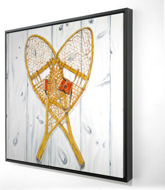 Begin Edition International Inc. Vintage Wood Snowshoes | Rustic Framed Canvas Home Decor