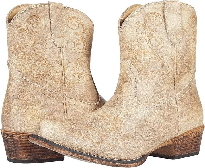 Roper Short Stuff Cowboy Women's Boots Tan Faux Leather : 10 M, Synthetic