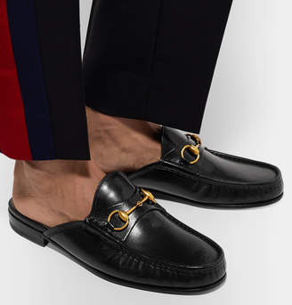 Gucci Open Roos Horsebit Leather Backless Loafers