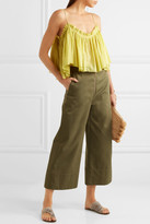 Thumbnail for your product : Apiece Apart Sanna Cropped Ruffled Cotton Camisole - Yellow