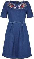 Thumbnail for your product : Yumi Floral Embroidered Denim Skater Dress
