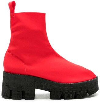 red chunky boots