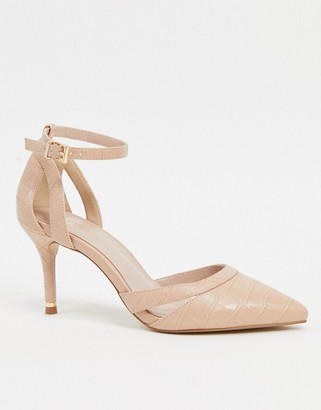 Carvela krisskross pointed mid heel shoes in beige with ankle strap