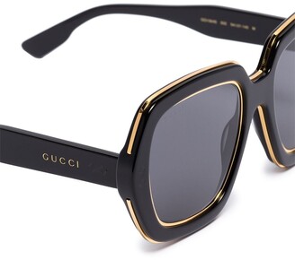 Gucci Eyewear Metallic-Trim Square-Frame Sunglasses