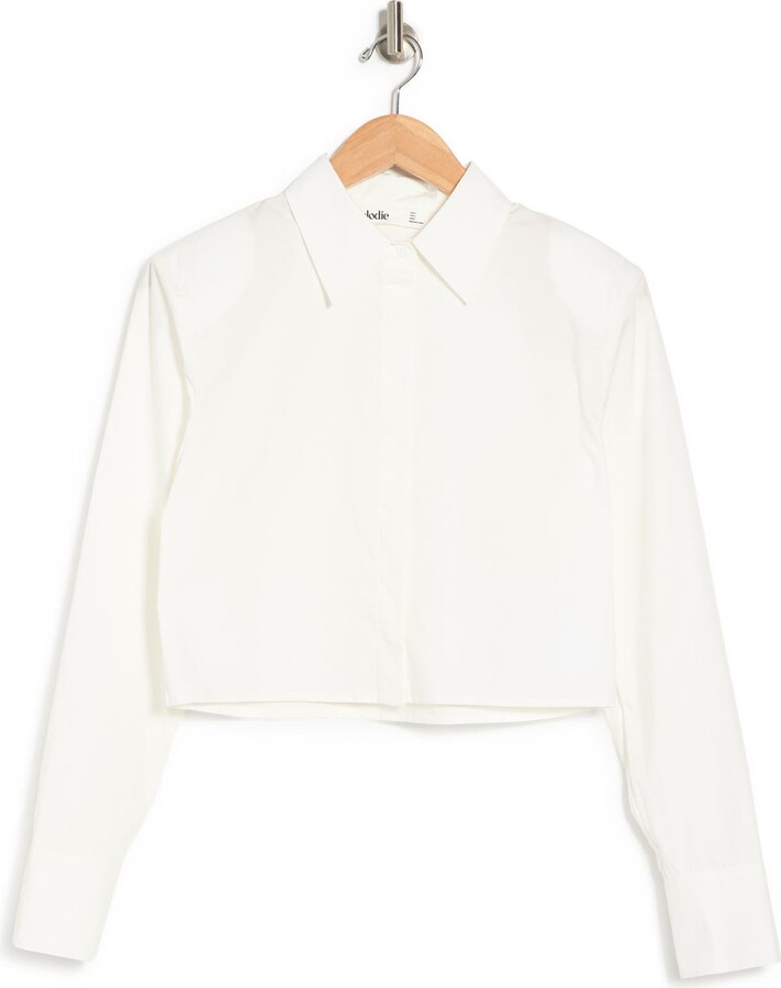 Elodie K Poplin Crop Button-Up Shirt - ShopStyle