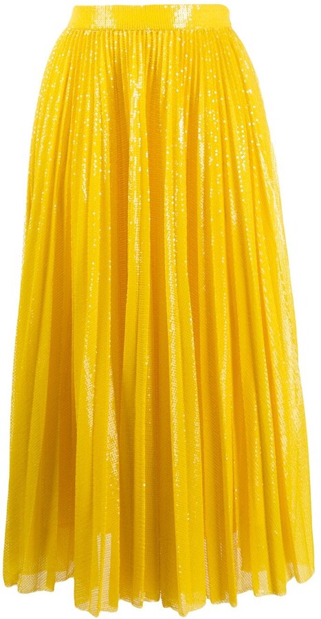 msgm pleated sequin midi skirt