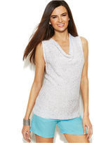 Thumbnail for your product : INC International Concepts Sequin-Embellished Draped-Neck Sleeveless Top