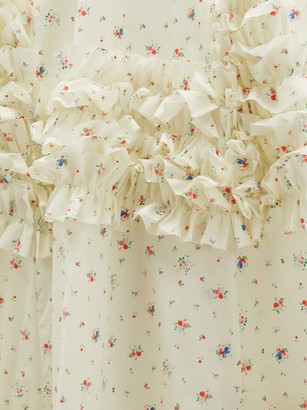 Molly Goddard Serena Frilled Godet-hem Floral-print Cotton Dress - Cream Print