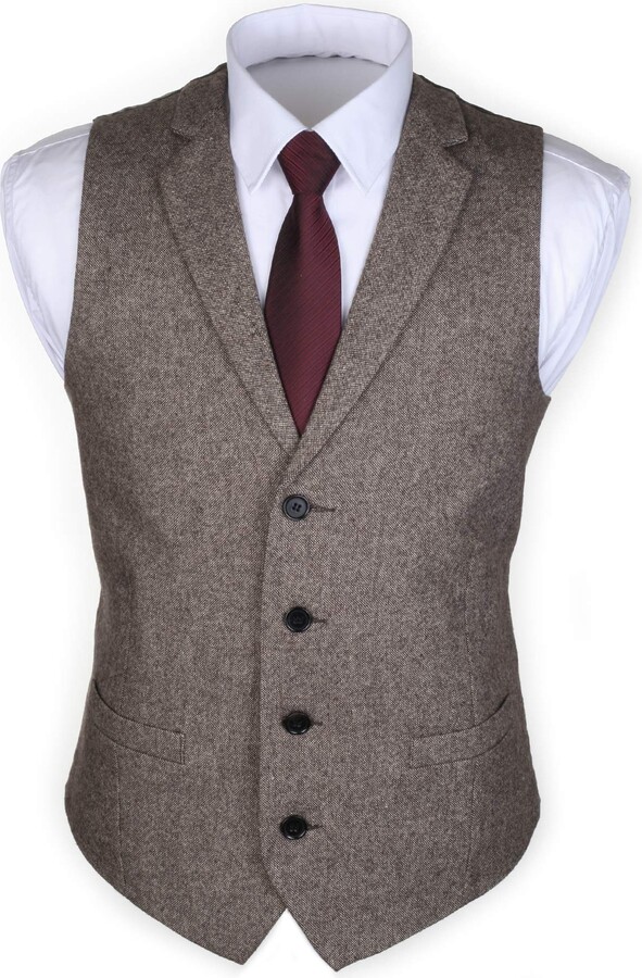 Ruth&Boaz Men's 2Pockets 4Buttons Business Tailored Collar Suit Vest 