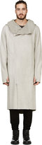 Thumbnail for your product : Nude:mm Pale Grey Zip-Up Hooded Long Coat