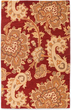 Get My Rugs LLC HAND TUFTED WOOL ECO-FRIENDLY AREA RUGS - Dark Red Color | Floral Design | Area Rugs for Living room, Bedroom