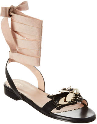 RED Valentino Bee Embellished Leather Sandal