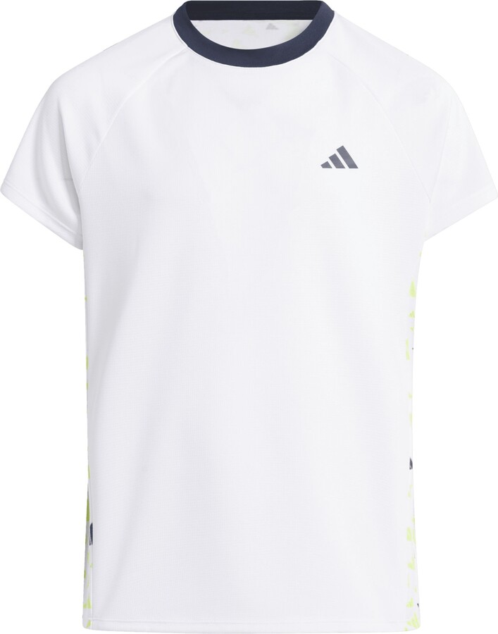 adidas Girls' Short Sleeve Graphic Performance Polo, XS, White