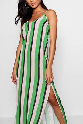 boohoo Plunge Striped Maxi Dress