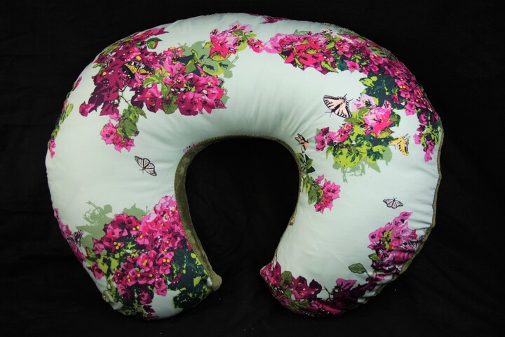 Nursing Pillow Cover - Bougainvillea With Minky Underside