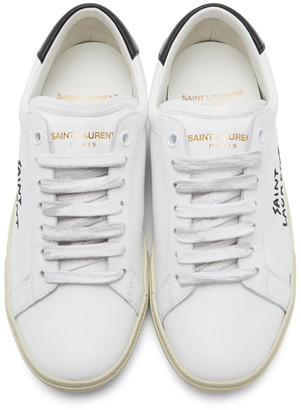 Saint Laurent White Calfskin Court Classic Sneakers