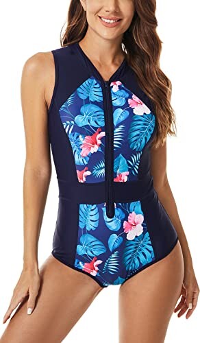 FEOYA Women's One Piece Sleeveless Swimsuit - UPF 50+ Quick Dry Rash Guard