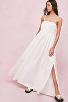 Thumbnail for your product : Nasty Gal Womens Shirred Square Neck Maxi Smock Dress - White - 10