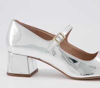 Office Maleah Low Block Mary Jane Heels Silver Mirror ShopStyle