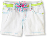 Thumbnail for your product : Children's Place White denim flower belt shorts