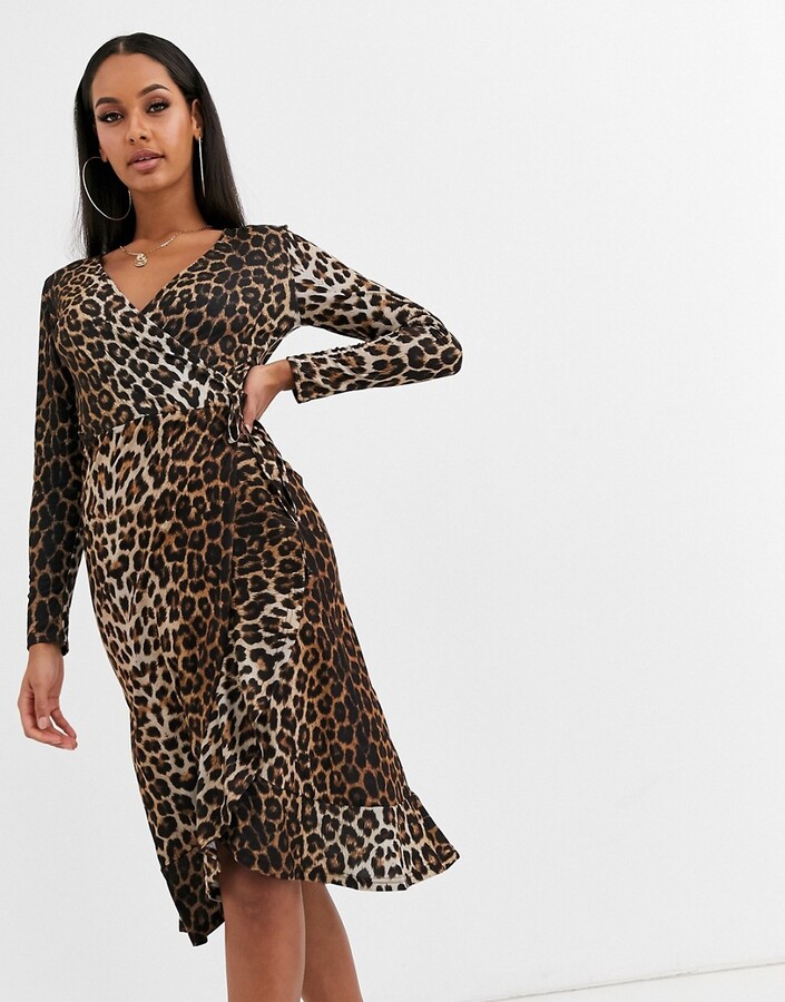lipsy leopard print wrap dress