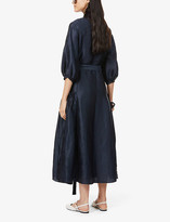 Thumbnail for your product : Gabriela Hearst Cervantes belted recycled-linen and recycled-silk blend maxi dress