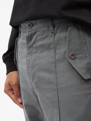 AURALEE Drawstring-cuffs Cotton-twill Cargo Trousers - Grey