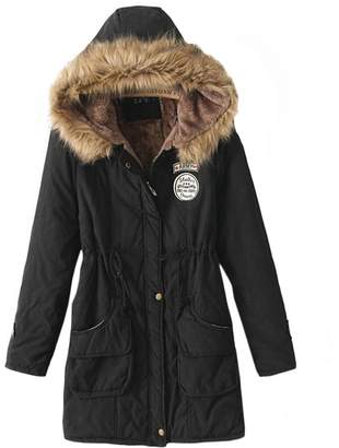 Win8Fong Women's Fashion Thicken Fleece Faux Fur Hooded Parka Winter Coat (, M)